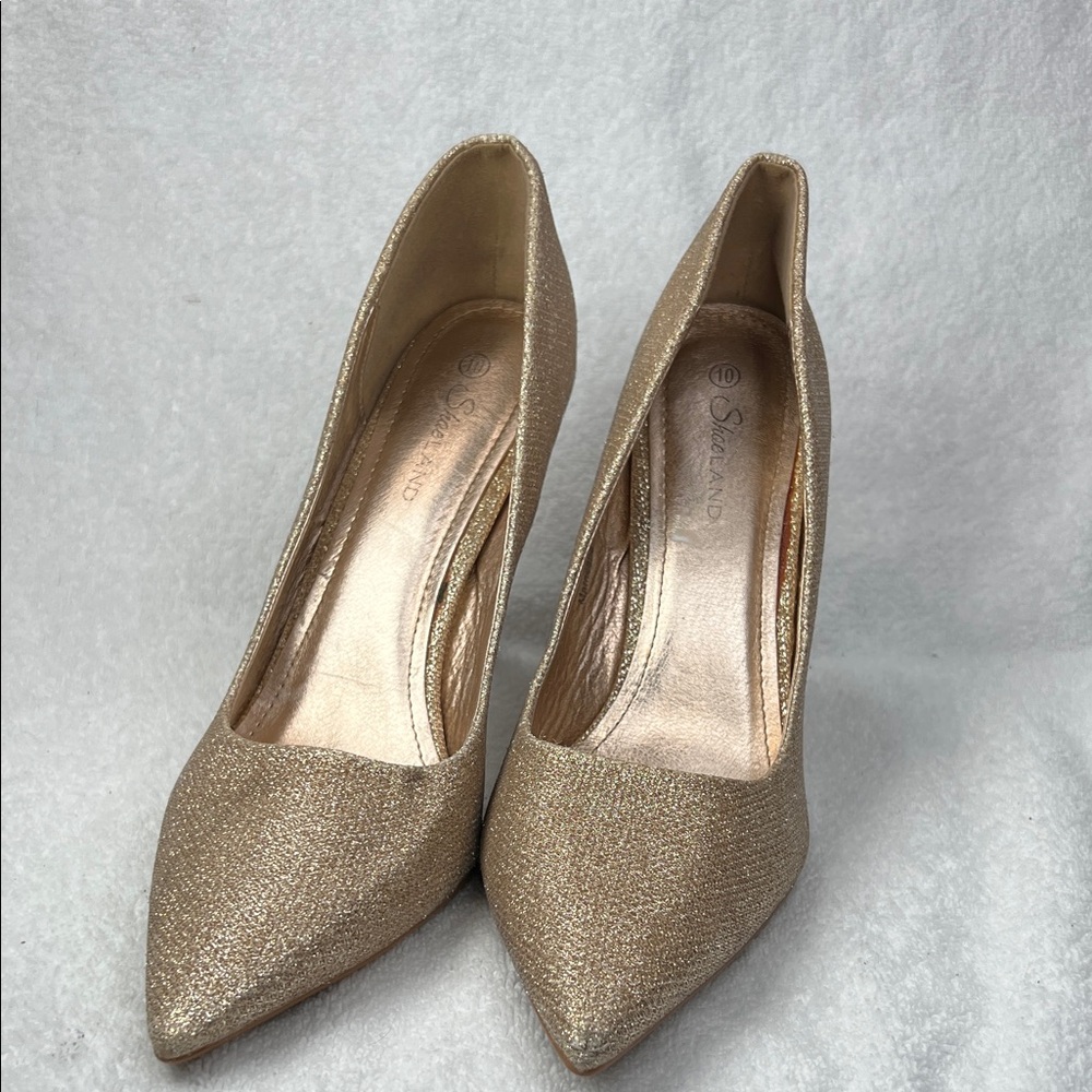 Shoe Land Glittering Gold Heels